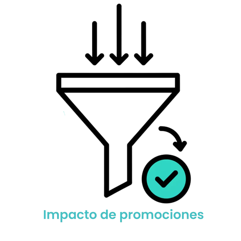 Icono de un embudo de ventas que filtra resultados hacia un check de conversión exitosa.