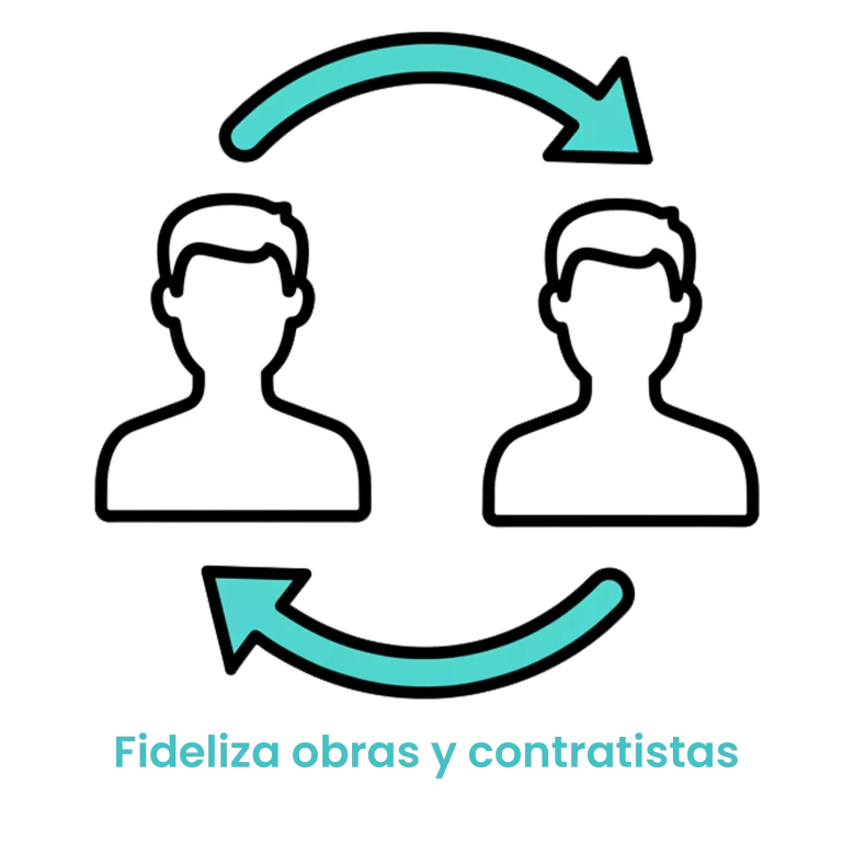 Icono de dos perfiles de usuario conectados por flechas circulares que simbolizan una relación comercial duradera y de confianza.