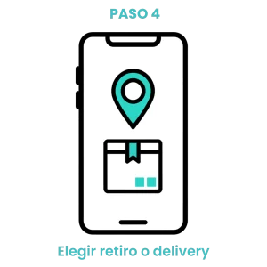 Icono de ubicación y caja de pedido simbolizando la elección entre despacho a domicilio o retiro en local.