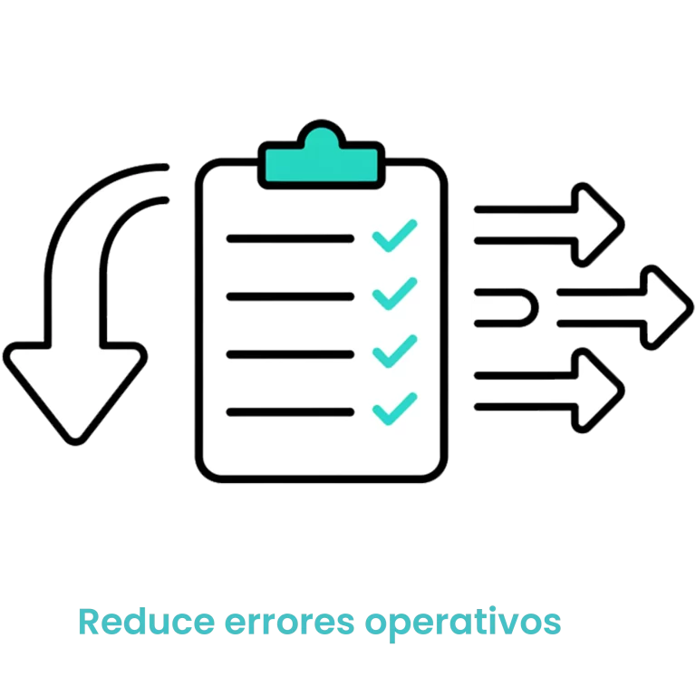 Icono de una lista de verificación (checklist) con flechas de flujo que indican una operación logística eficiente y sin fallos.