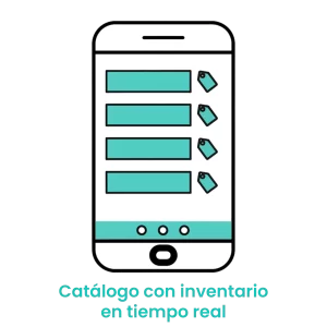 Icono de pantalla móvil mostrando etiquetas de productos, simbolizando el control de stock y catálogo digital actualizado para artículos de mascotas.