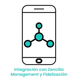 Icono de nodos interconectados en un smartphone, simbolizando la integración total del software de Pet Shop con el panel de gestión administrativa.
