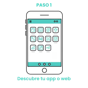 Icono de smartphone mostrando un menú de servicios de belleza para que el cliente descubra la app o web del negocio.