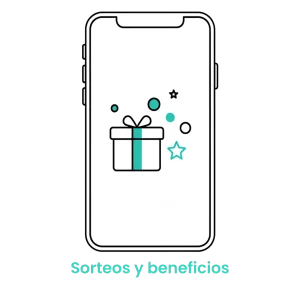 Icono de caja de regalo representando sorteos y beneficios exclusivos de la app.