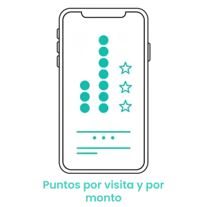 Icono de acumulación de puntos por visitas y monto de compra en salones.